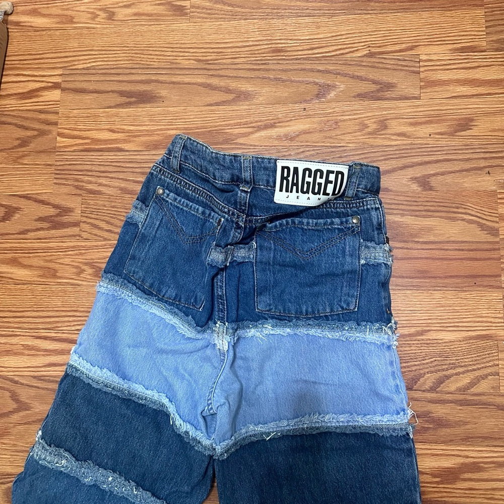 The Ragged Priest Blue High Rise Jeans with Unique Patchwork Design - Picture 4 of 4
